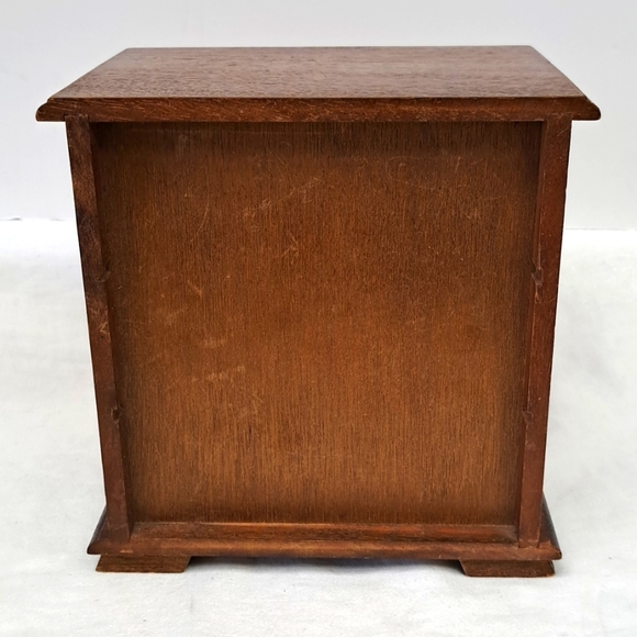 - Vintage 3 drawer wood armoire style jewelry box with metal pull handles - Picture 5 of 9